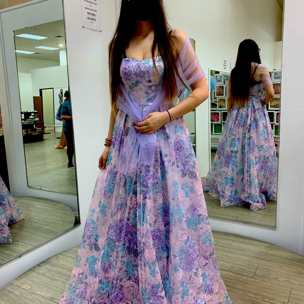 Elegant Lavender Floral Gown